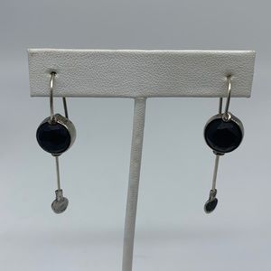 Silpada 925 Faceted Matte Black Onyx  Modernist Dangle Earrings Retired